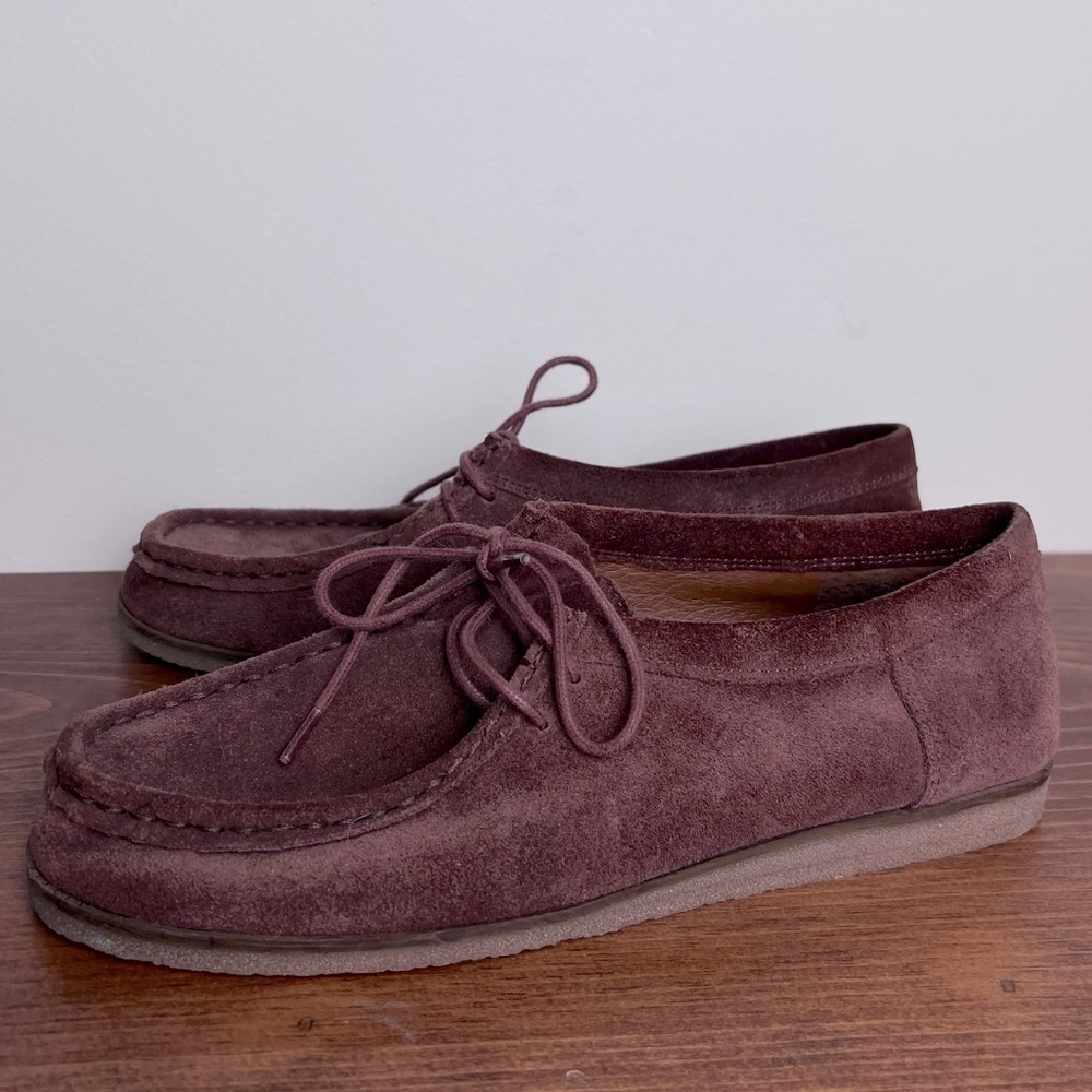 Lucky Brand Acaciah Flat Leather Suede Laced Boat Shoe in Rich Chestnut Fall - Picture 3 of 11